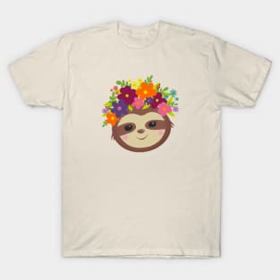 Frothy Sloth Floral T-Shirt